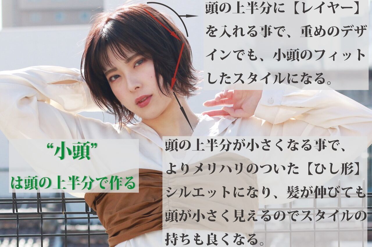 小頭の秘訣頭の上半分